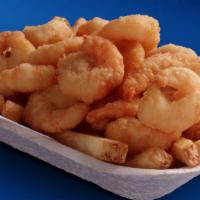Baby Prawns 'n Chips · Bite-size baby shrimp and french fries.