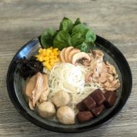 CC06. Pork Combo 豬肉餐 · Sliced pork shoulder, stomach, blood curd & housemade pork balls