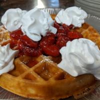 Strawberry Waffle · Comes with whip cream.