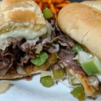Philly Sandwich · Roast beef, onions, green peppers, and Swiss cheese.