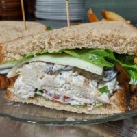 Chicken Salad Sandwich · Served with Jack cheese, lettuce, tomatoes on wheat.