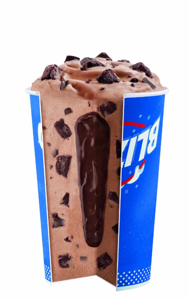 Royal Ultimate Choco Brownie Blizzard® Treat · Brownie pieces, choco chunks and cocoa fudge blended with our world-famous soft serve to Blizzard® perfection and filled with a center fudge.