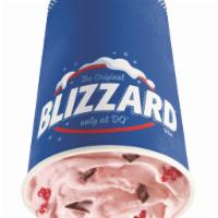 Choco Dipped Strawberry Blizzard® Treat · Strawberry topping and choco chunks blended with our world-famous soft serve to Blizzard® pe...