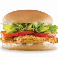 Dude® Chicken Fried Steak Sandwich · Classic chicken fried steak topped with crisp lettuce, ripe tomatoes and salad dressing.