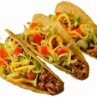 Texas T-Brand 1 Taco · 1 tacos packed with beef, shredded cheese, crisp lettuce and ripe tomatoes, and served with ...