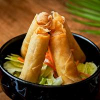 Garden Spring Roll · 5 pieces. Crispy roll stuffed with vermicelli, taro, cabbage, and carrot with sweet chili sa...