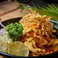 Chiang Mai Noodle Khow Soi · Northern style chicken yellow curry, served with egg noodles topped with crispy egg noodles,...