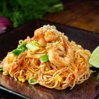 Pad Thai Noodles · Gluten-free. The most famous Thai noodle dish, stir-fried noodle, bean sprout, scallion crun...