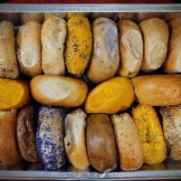 2 DOZEN ASSORTED BAGEL TRAY · 2 dozen assorted, sliced, individually wrapped bagels 