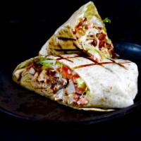 CALIFORNIA WRAP · GRILL CHICKEN BREAST, CUCUMBER, BELL PEPPERS, MONTERREY JACK CHESSE, TOMATOES,
AVOCADO, LETT...