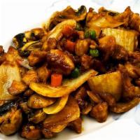 Curry Chicken · Spicy. Mildly spicy and flavorful yellow curry mixed in with diced chicken, onions, mushroom...