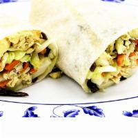 Mu Shu  Vegetables · A Chinese burrito filled with  cabbage, bean sprouts, bamboo shoots, scrambled eggs, and woo...