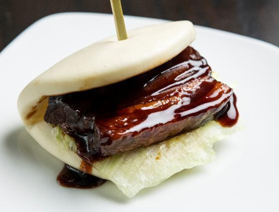 Kakuni Bao 1pc · Braised pork belly, lettuce and dijon mayo.