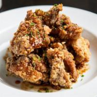 Karaage · Japanese style fried chicken with sweet garlic soy.
