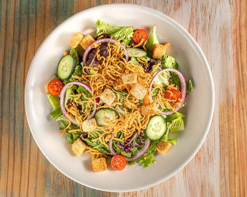 Garden Salad · Tomatoes, red onions, and cucumbers with choice of dressing