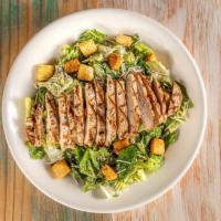 Caesar Salad with Chicken · Romaine lettuce, shredded Parmesan cheese, and croutons topped with choice of grilled, fried...