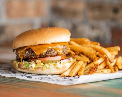 Willie with Cheese · Half pound certified Angus beef patty, cooked medium well topped with mayo, mustard, lettuce, tomatoes, pickles, onions, and served with choice of side.