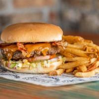 Bacon Willie with Cheese · Half pound certified Angus beef patty, cooked medium well topped with mayo, mustard, lettuce...