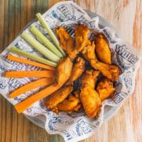 Wings · Naked or breaded wings tossed in choice of buffalo, BBQ, teriyaki, garlic Parmesan, and serv...