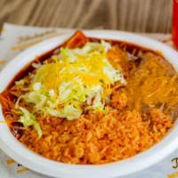 No 6. Two Enchiladas Combination · 2 pieces. Cheese, shredded beef, chicken or ground beef.