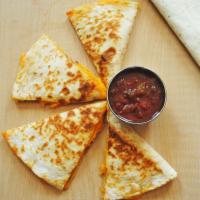 3 Cheese Quesadillas · Parmigiana cheese, cheddar cheese, and mozzarella cheese. Served with sour cream, chipotle m...