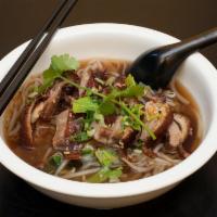 1/4 Yaowarat Duck Noodle Soup Bowl · Crispy roasted duck with thin rice noodles in 5 spices soy broth, bean sprouts and Asian cel...