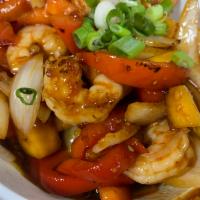 Spicy Mango · Sauteed with fresh diced mango, onions and bell peppers in a spicy red chili paste. Spicy. —...