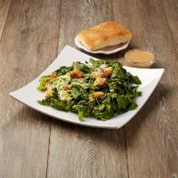 Caesar Salad · Hearts of romaine lettuce and focaccia croutons tossed and shaved Pecorino Romano. Dressing ...