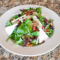 Harvest Salad · A bouquet of mixed field greens, roasted walnuts, chopped orchard apples, dried cranberries ...