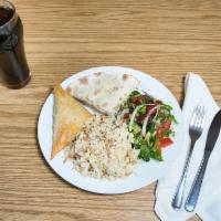Cheese Boreg Plate · Includes yalanchi, hummus and a choice of tabouli, green salad or fries.