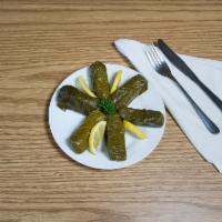 Yalanchi · Grape leaves stuffed with rice, onions, tomatoes and spices.