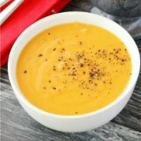 Red lentil soup    · ( VEGETARIAN SOUP )  Daily fresh cooked pureed red lentil soup.
Red lentil, Carrot, Potato ,...
