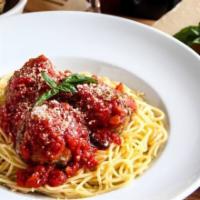 Pasta Meatballs · Choice of spaghetti, ziti, cappellini or fettuccini.  Served with 2 garlic knots.