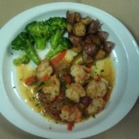 Shrimp Locullo with Pasta · Sauteed shrimps with red onions, zucchini and fresh red pepper in white wine sauce. Served w...