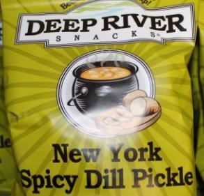 Deep River Chips · Choice: Mesquite BBQ, Zesty Jalapeño, Original sea salt, Salt and Cracked Pepper , Sea Salt and Vinegar, Sour cream onion, Sweet maui onion,  New York spicy dill pickle.