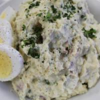 Deviled Egg Potato Salad · Potatoes, eggs, mayo, mustard, parsley, salt, and pepper. Vegetarian.