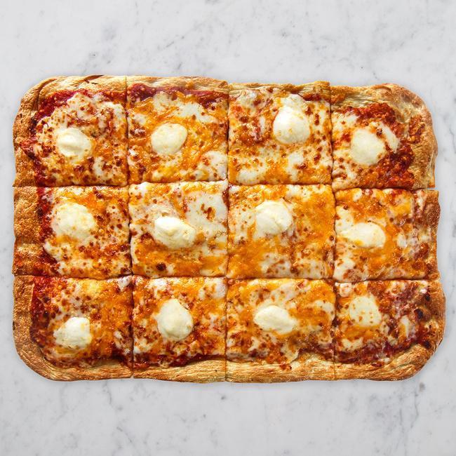 Four Cheese Pizza · Ciliegine fresh Mozzarella, Cheddar Cheese, Parmesan, and shredded whole milk Mozzarella with sweet and savory pizza sauce