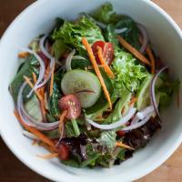 Mixed Greens Salad · Cherry tomatoes, cucumbers, red onions, carrots, citrus-herb vinaigrette.