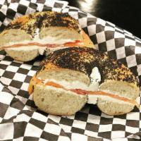 Classic Lox Bagel Sandwich · Choice of bagel topped with schmear and nova lox.