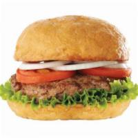 Turkey Burger · Served with lettuce, tomatoes, onion and pickles on the side.