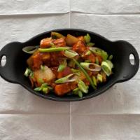 Chilli Paneer · Paneer lightly battered, tossed in a Chinese fusion chili sauce.