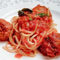 Spaghetti and Meatballs · pork, veal, beef, tomato sauce