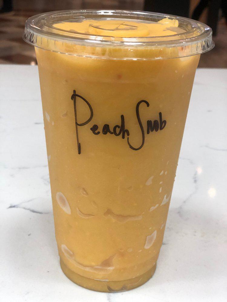 Peach Snob Smoothie · Peach, mango, orange juice, coconut water.