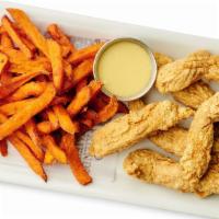 Hand Battered Chicken Fingers · Served with choice of side.