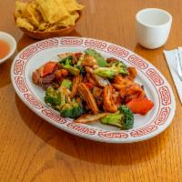 Shrimp Delite · Sauteed shrimp with vegetables in spicy sauce. Hot and spicy.