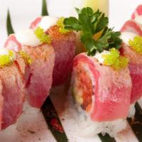 Cajun Tuna Roll · Spicy tuna, cajun seared tuna, avocado, green onion and cucumber.