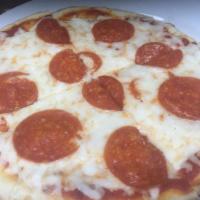 Pepperoni Pizza · Shredded mozzarella, pizza sauce.