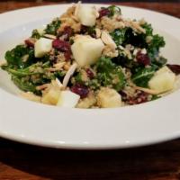 Quinoa and Kale Salad · Kale, quinoa, apples, radish, cranberries, almonds with balsamic vinegar dressing. Vegan and...