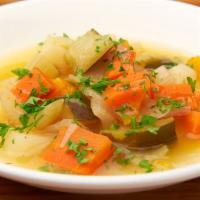 Garden Vegetable Soup · Carrots, potatoes, butternut squash, zucchini and celery. Vegan.