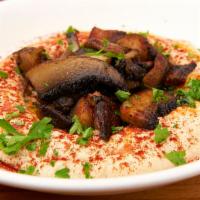 Mushroom Hummus · Sliced portobello mushrooms with parsley, paprika and extra virgin olive oil on top. Served ...